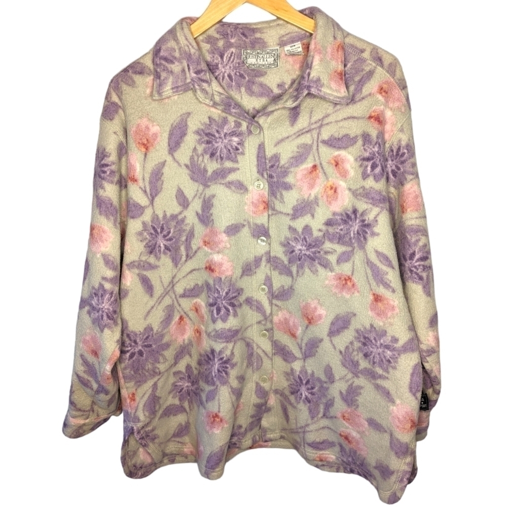 Vintage Justin Allen Extra Fleece Floral Button Up Sweater Womans 20W